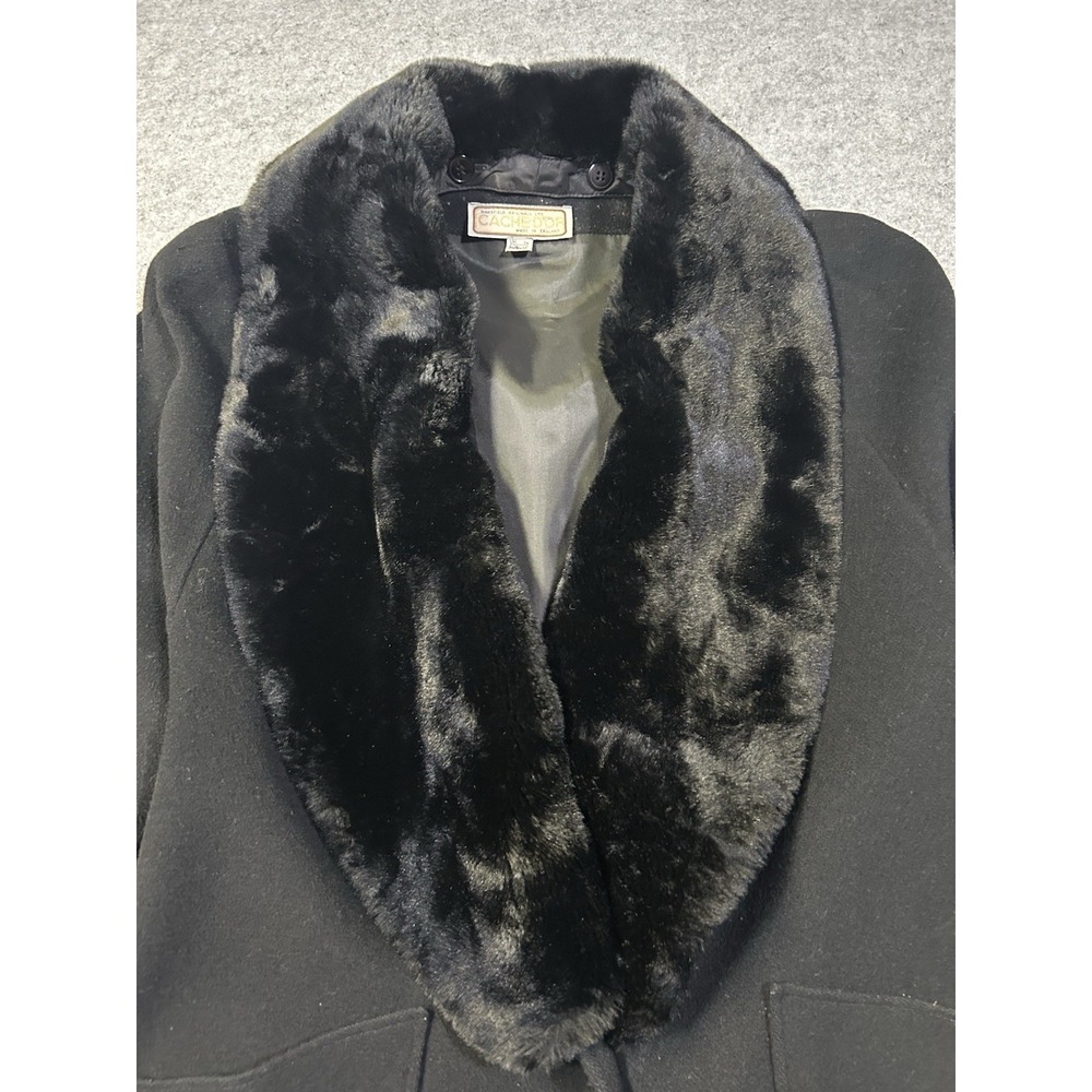 VTG Cache d'Or (Mansfield) Cashmere/Wool Coat Removable Faux Collar Glam L 12 - Picture 5 of 16